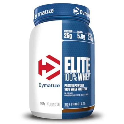 Imagen de Dymatize Elite 100% Whey Rich Chocolate 932g Pulverizador de adecuada Poteína y Baja Azúcar + Proteína Suero BCAA