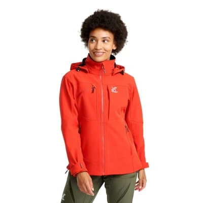 Imagen de RevolutionRace Hiball Softshell Jacket para Mujer, Chaqueta de Exterior Senderismo, Aurora Red, M