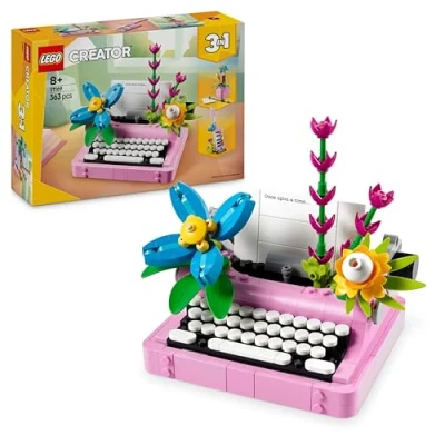 Imagen de LEGO Creator 3 en 1 Máquina de Escribir con Flores Transformable Teclado Musical Keytar Juguete o Maceta Bolígrafo y Cuaderno, Regalo Cumpleaños para Niñas Niños 8 Años Más 31169