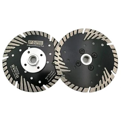 Imagen de DT DIATOOL Disco Tronzador Diamante 2 Piezas 125 mm x M14 Hoja de Sierra Turbo con Dientes Protectores para Cortar Moler Hormigón Mármol Granito Azulejos
