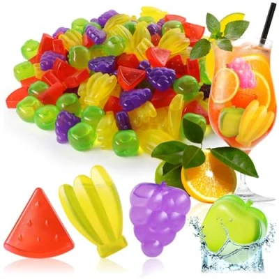 Imagen de COM FOUR® 120x Cubitos de Hielo Reutilizables en diseños Geniales, para Fiestas Colores Brillantes (120 piezas frutas)