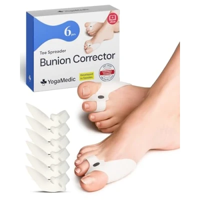 Imagen de YOGAMEDIC Corrector de Juanetes con Separador Dedos Ajustable Pie Juanete, 6 Uds 0% BPA Juanetes, Hallux Valgus y Superpuestos