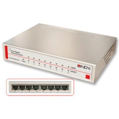 Imagen de Lindy Network Switch Gigabit, Desktop, 8 Port, 10/100/1000