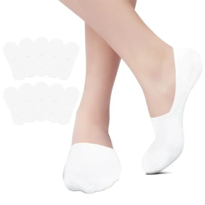 Imagen de EKSHER 10 pares de calcetines invisibles para mujer, algodón, almohadilla silicona, antideslizantes, verano, pares, 10*white, 35 38