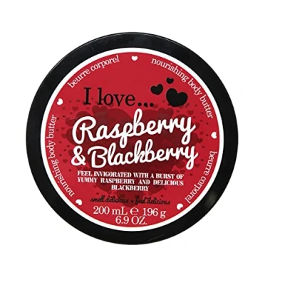 Imagen de I Love Raspberry &amp; Blackberry Body Butter, Made With 87% Naturally Derived Ingredients Including Shea Butter Coconut Oil For Soft Hydrated Skin, Moisturising Lightly Scented, Contains Natural Fruit Extracts, Vegan Friendly 200ml