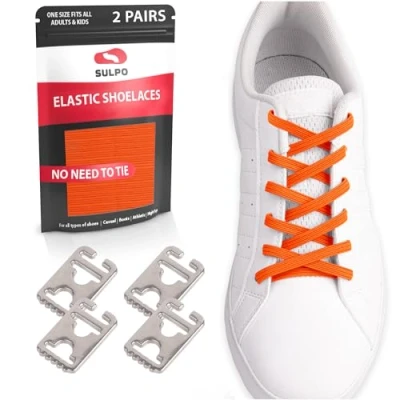 Imagen de SULPO 2 pares de Cordones elásticos sin atadura Sistema lazada rápida presilla para todo tipo calzado