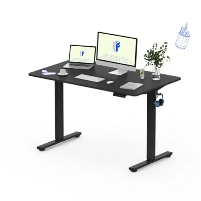 Imagen de FLEXISPOT EG1 Escritorio de Pie con Tablero (Negro, 120X60x1.6cm), Standing Desk, Eléctrico Ordenador Mesa Gaming Ajustable en Altura Tecla 2 Botones Inteligente