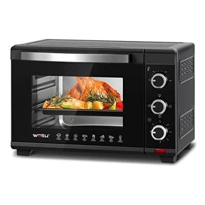 Imagen de WOLTU Horno de Electrico Sobremesa 28 L, 1600 W,Horno Tostador con Bandeja y Rejilla, Mini Control Puerta Doble Cristal, Temperatura 100 230℃, Temporizador 0 60 Minutos, Negro