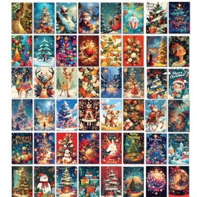 Imagen de Postales Navidad 50 Piezas Tarjetas Navidad,Christmas Cards,Tarjetas Regalo Navidad,Tarjetas De Mensaje CartóN FelicitacióN,
