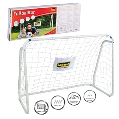 Imagen de Idena 40099 Portería de fútbol metal con red, a partir 6 años, aprox. 124 x 96 61 cm, rápido montaje, ideal para jardín, parque, playa o gimnasio