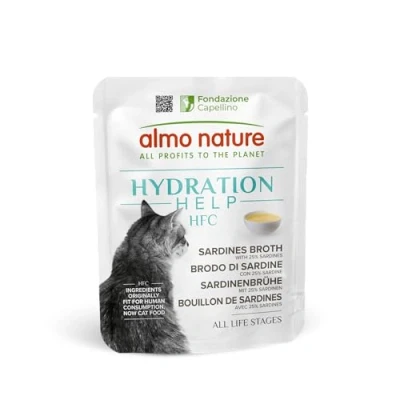 Imagen de almo nature HFC Hydration Help, alimento húmedo para Gatos Caldo de Sardinas con Human Grade, Gluten Free, monoproteico, 50 g, Paquete 24, 1,2 kg