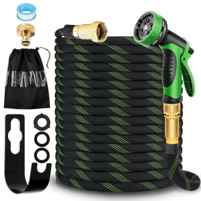 Imagen de Mangeras Jardineria Extensible 15m con Pistola de Riego 10 Funciones Flexible y Resistente, Manguera Jardin, Incluye Conectores Latón 1/2&quot; 3/4&quot;, Ideal para Jardín Exterior