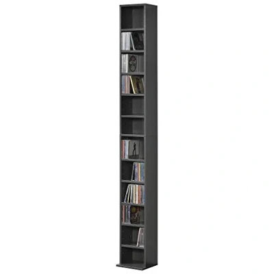 Imagen de [en.casa] Estante para CDs Soporte DVDs 175 x 20 cm Librería con 12 compartimientos Gris Oscuro