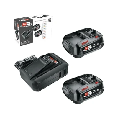 Imagen de Bosch Kit básico de batería y cargador rápido Starter Set 18V (2 baterías litio 2,5Ah; 1 rápido; POWER FOR ALL ALLIANCE)