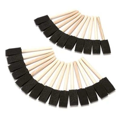 Imagen de CENPEK Paquete de 20 pinceles espuma Juego esponja con mango madera Herramienta pintura para acrílicos, óleos, manchas y acuarelas Suministros arte manualidades