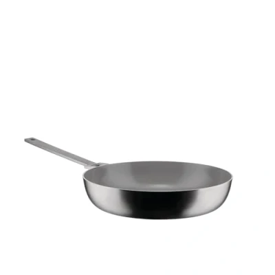 Imagen de Alessi Convivio DC114/28 Cacerola Alta de Asas Largo en Trilamina, Apta para Inducción, Acero Inoxidable y PVD, Revestimiento Cerámico Interno Antiadherente, 28 cm, Satinado