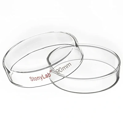 Imagen de stonylab Placa de Petri Vidrio, 90x20 mm Cultivo Celular Vidrio Borosilicato Esterilizable en Autoclave Placas con Tapa Transparente para Laboratorio
