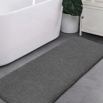 Imagen de Alfombra de Baño Antideslizante Extra Larga Alfombrilla Espesa Absorbente Ducha Ultra Suave Corredor Alfombrillas para Mullido Microfibra 50 x 122cm (Gris Oscuro)
