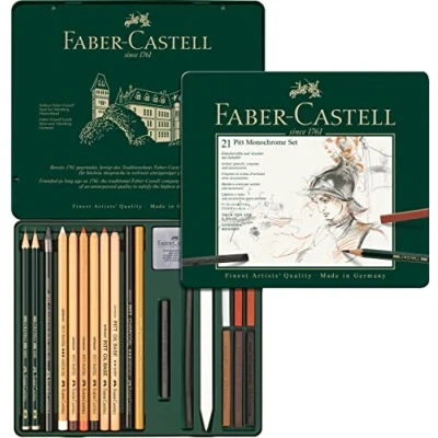 Imagen de ESTUCHE FABER CASTELL DIBUJO MONOCHROME 21 PZAS