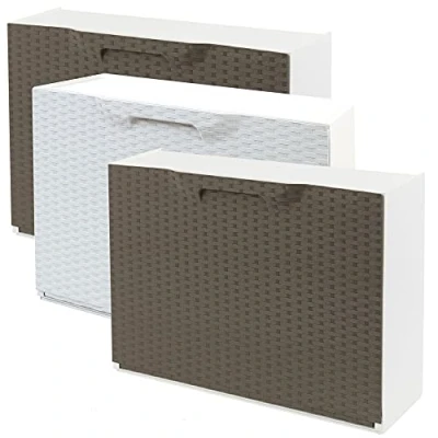 Imagen de Pack de 3 zapateros color marron y zapatero en blanco polipropileno ACABADO RATTAN