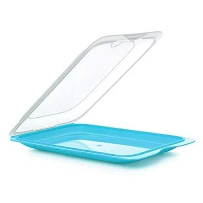 Imagen de TATAY Set de 3 Porta Embutidos y Alimentos Fresh, Libre BPA, Reutilizables, Apilables, Apto Lavavajillas Microondas, Color Turquesa. Medidas 17 x 3,2 25,2 cm