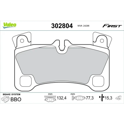 Imagen de VALEO 302804 Juego de pastillas freno Eje trasero excl. contacto avisador desgaste sin tornillos, Chapa antichirridos VOLKSWAGEN: Touareg I