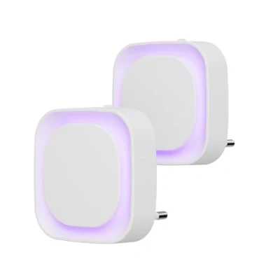 Imagen de YUNLEX Luz Noche con Enchufe 2 Piezas LED Nocturna Infantil Sensor Crepuscular, Brillo de nivel 3, Muy adecuado para habitaciones niños, Escalera, Dormitorio, Cocina, Baño (Violet)