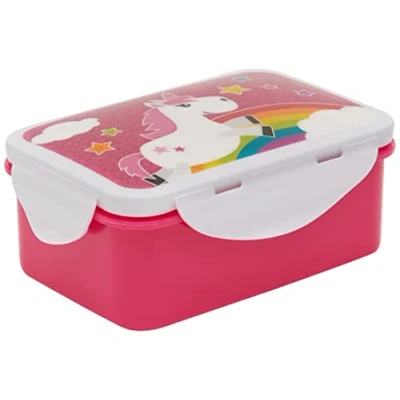 Imagen de infinite by GEDA LABELS Einhorn_Kids_BROTDOSE, 4fach Clipverschluss Fiambrera, Multicolor, 16,3 x 10,5 6,5 cm