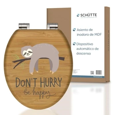 Imagen de SCHÜTTE No Hurry Asiento de inodoro con tapa descenso automático, hecho madera y diseño (carga máxima 150 kg), color