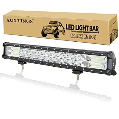 Imagen de AUXTINGS 22 inch 324W Triple fila 7D LED luz de trabajo Barra Spot Flood Combo Beam DC 12V 24V 6000k vehículos todoterreno 4x4 Atvs Utvs