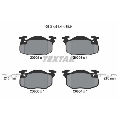 Imagen de TEXTAR 2090506 Juego de pastillas freno con contacto aviso desgaste incorporado PEUGEOT: 106 II Hatchback, 205 I Hatchback