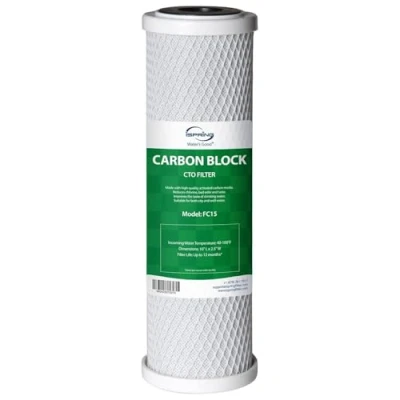 Imagen de iSpring FC15 Cartucho de Filtro Agua Bloque Carbón CTO 5 Micras 10&quot; Repuesto para el Sistema Filtración Ósmosis Inversa por Bajo Fregadero, x 2 1/2&quot;