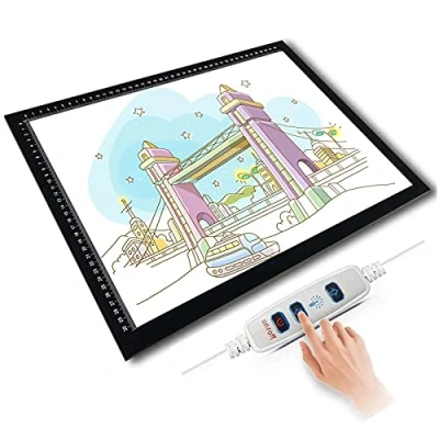 Imagen de A1 A2 Mesa De Luz Dibujo LED Tablero Super Delgado Y Brillo Ajustable, Mesas Para Calcar Light Tracing Pad Con Cable USB Artistas, Animación, Bocetos, Diseño,Negro,A1