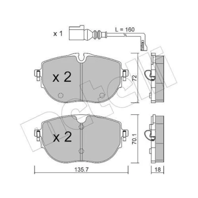 Imagen de METELLI 22 1321 0 Juego de pastillas freno preparado para indicador desgaste VOLKSWAGEN: Transporter 6, 6 Bus, Multivan