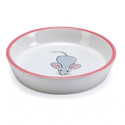 Imagen de Karlie Hand Painted Curry Mouse Cartoon First Class Pottery Cat Dish Plato de Cerámica para Gatos, 16 cm, 200 ml, Rosso