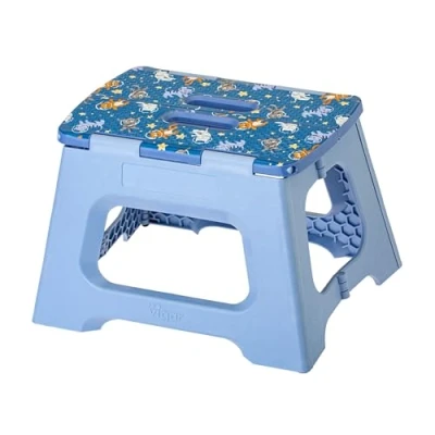 Imagen de VIGAR Taburete Plegable Modelo Astrocat 23 cm de Altura 80% Plástico Reciclado para Cocina, Baño y Camping Escalón Peldaño Infantil Azul