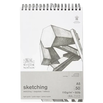 Imagen de Winsor &amp; Newton papel Bloc de esbozo en espiral, extra blanco 110g A5 50 hojas