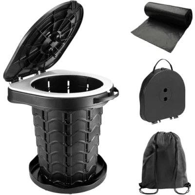 Imagen de imodomio inodoro plegable para camping, con tapa, móvil 10 bolsas de orgánicas, ideal senderismo, pesca, fiestas. Capacidad carga hasta 180 kg.