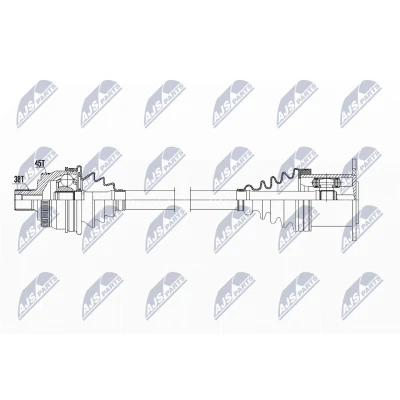 Imagen de NTY NPW AU 007 Árbol de transmisión Eje delantero, izquierda, delantero 520 Caja cambios manual AUDI: A4 B7 Avant, B6/B7 Cabrio