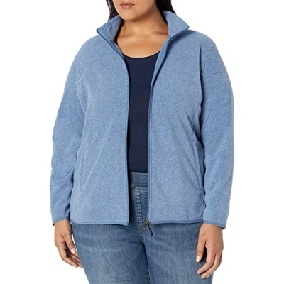 Imagen de Amazon Essentials Chaqueta de Forro Polar Suave con Cremallera Completa y Corte clásico (Disponible en Tallas Grandes) Mujer, Azul Mezcla, XXL