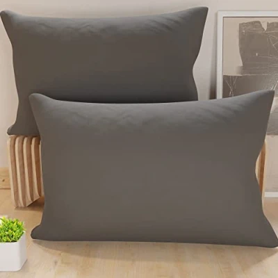Imagen de PETTI ARTIGIANI ITALIANI Par de Fundas Almohada 80x40 cm, Pareja Funda Cojín Lisas Gris Oscuro, 100% Microfibra Hipoalergénica, Made in Italy