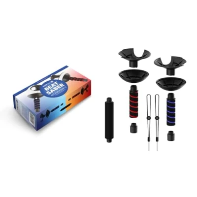 Imagen de Maxx Tech VR Beat Saber Kit designed for PSVR2 controllers, includes 2x 2 in1 dual grips compatible with Saber, Kayak Mirage, Whats The Bat, Drums Rock, Brain Beats + many more games