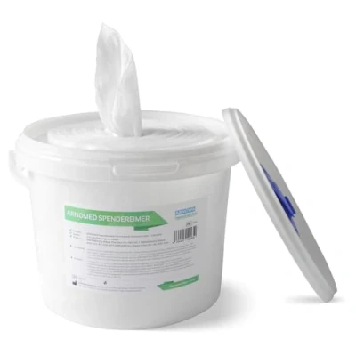 Imagen de ARNOMED toallitas desinfectantes secas con cubo dispensador, 140 para desinfectar superficies, 2 rollos no tejidos incl. sistema bayetas desechables sin arañazos