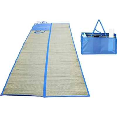 Imagen de ARBUTUS Alfombra de Playa Esterilla Playa, Manta Picnic con asa Transporte y Compartimento para Guardar Libro, Gafas Sol, Crema Solar, Ideal Piscina o Jardin (170x60cm, Azul)