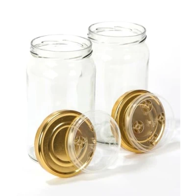Imagen de myFERMENTS Tarros de Cristal con Tapa Grandes (2 l) para Conservas, Fermentación y Encurtidos Botes Herméticos Kimchi Container Fermentación, Incoloro, Vidrio