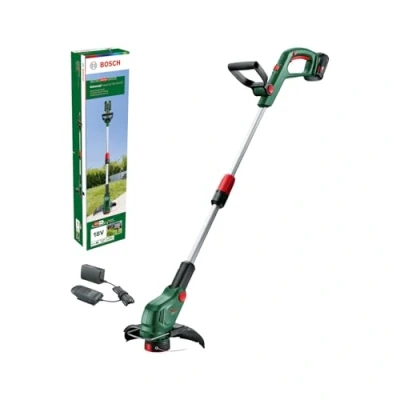 Imagen de Bosch UniversalGrassCut 18V 26 500 Cortabordes a Batería, para Cortar Hierba y Recortar Bordes, Tiempo de Carga 65 min, Diámetro Corte cm, Sistema 18 Voltios, con 1 Batería Cargador