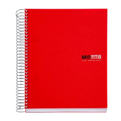 Imagen de Miquelrius Cuaderno Notebook The Original, 8 franjas de colores, Cubierta polipropileno opaco, Tamaño A5 (148 x 210 mm), 2 Taladros, 200 Hojas 70 g/m², Rayado Horizontal 7 mm, Color Rojo