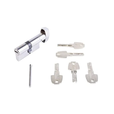 Imagen de Tesa Assa Abloy, T85B3030N, Cilindro T80 de Seguridad, Leva Larga, Botón, 30 x mm, Niquelado