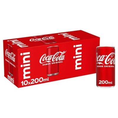 Imagen de Coca Cola Sabor Original, Refresco de cola, Pack 10 minilatas 200 ml