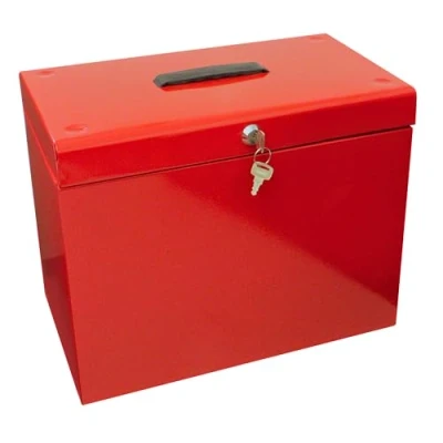 Imagen de Caja archivadora de metal, tamaño A4, color rojo
